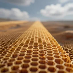 honeycomb. len blur background bokeh. art by ismail inceoglu and filip hodas. clouds by rhads.