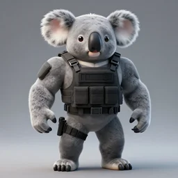 muscular anthropomorphic koala wearing tactic suit
