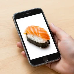 mobile phone made of sushi