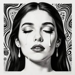 a melting woman's drippy face, psychedelic screenprint by victor moscoso and wes wilson, 6 0 s, 7 0 s, retro psychedelia, op art with big bold patterns, psychedelic illustration