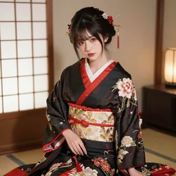 beutifull female spider demon wearing a traditional japanese wedding dress