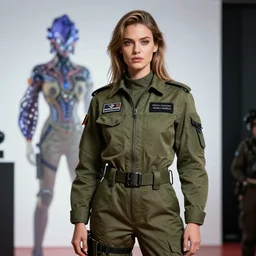 epic professional digital portrait art of attractive model woman wearing air force jumpsuit, publicity photo, by leesha hannigan, iris van herpen, artstation, cgsociety, wlop, epic, much wow, much detail, gorgeous, detailed, cinematic, masterpiece