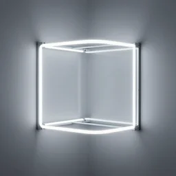 a square neon cube illuminating a mirror room, 4 k