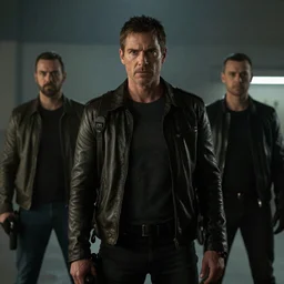 film still from the new live - action netflix movie adaptation,'x - com'