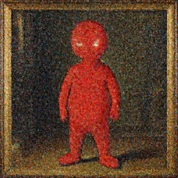 Renaissance style painting of Red Guy from Don't Hug Me I'm Scared