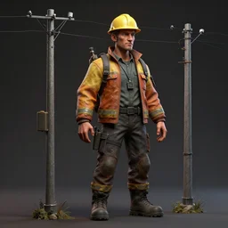 Clothed,worksafe.at CGSociety by WLOP,ilya kuvshinov,krenz cushart,Greg Rutkowski,trending on artstation.Zbrush sculpt colored,Octane render in Maya,Houdini VFX.Utility poles.Cinematic dramatic atmosphere,sharp focus,soft volumetric studio lighting.