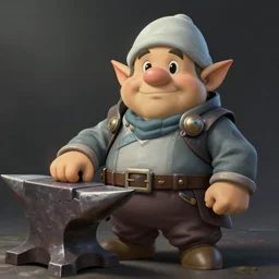 portrait of a futuristic space dwarf, next to an anvil, medium shot angle, artstation, elegant, highly detailed, digital painting, concept art, smooth, sharp focus, illustration, art by studio ghibli, fujita goro, atey ghailan, tom whalen, jean giraud 8 k