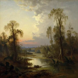 landscape in the style of hudson river school of art, h. r. giger