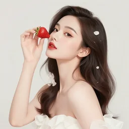 the portrait of an absurdly beautiful, graceful, elegant, sophisticated, fashionable woman made of strawberries and white petals looking up, an ultrafine hyperdetailed illustration by kim jung gi, irakli nadar, intricate linework, bright colors, octopath traveler, final fantasy, unreal engine 5 highly rendered, global illumination, radiant light, detailed and intricate environment