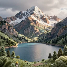 lakeside mountains, needle felting