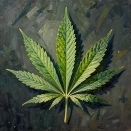 a painting of a marijuana leaf in the style of Georgia o’Keefe