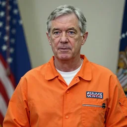 Jerome Powell in an orange jail suit, 4k, photo,