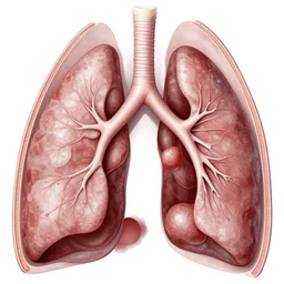 close up dissected view of a lung, anatomy, in the style of frank netter, intricate detail, photo realistic