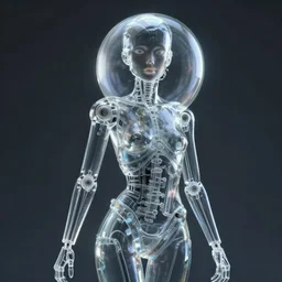 a female android made of glass