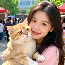 amazing beautiful photo of a beautiful woman and a cute animal. vibrant in colors, very funny, personal, positive, have a call to action, visually pleasing and have a human element and a sense of community. high resolution. high quality. hq hd.