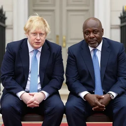 Asian Boris Johnson, sitting next to African Boris Johnson