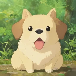 funny dog with ghibli style