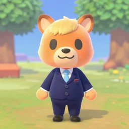 boris johnson as an animal crossing villager. wearing a president suit