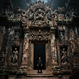 intricate artwork masterpiece hellscape ancient temple doors, by nicolas delort, zdizslaw beksinski, victo ngai, josan gonzalez, kilian eng, ominous, dramatic horror cinematic lighting, volumetric 8 k