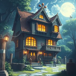 monster house, trending on artstation, anime style 4 k