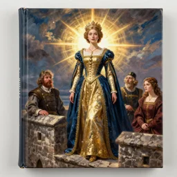 history book illustration, eva green as a medieval fourteenth century queen on the castle battlements, graham turner, angus mcbride, christa hook, for osprey publishing