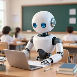 A robot learning in school:: octane render:: 3D:: 8K:: coherent