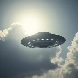 ufo seen in the sky, closeup, 8 k, ultra realistic