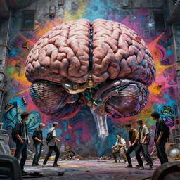 sea of brains with a giant brain in center, cinematic, by sachin teng and sergey kolesov and ruan jia and heng z and wlop. graffiti art, scifi, fantasy, hyper detailed. octane render. concept art. trending on artstation