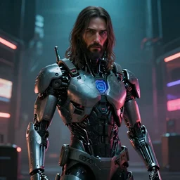 jesus like cyberpunk cyborg, cinematic scene effect, urenal engine, hyper realistic deteiled