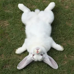 rabbit upside down, real photo