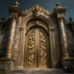 the gate to the eternal kingdom of scrolls, fantasy, digital art, hd, detailed.