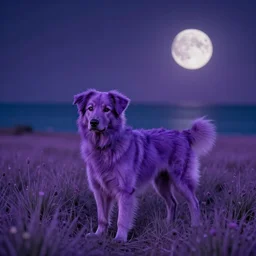 ocean field moon dog purple