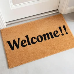 a welcome mat with the word welcome!!!!, welcome!!!! on the mat,