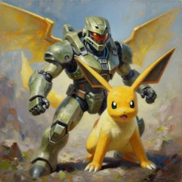 butterfree pokemon playing as master chief, oil on canvas, intricate, 8 k highly professionally detailed, hdr, cgsociety