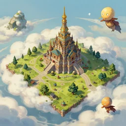 temple in the clouds, 2 d rpg map, by greg rutkowski and james gurney, trending on artstation