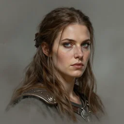 head and shoulders portrait of a barbarian, female, high fantasy, dnd, by krenz cushart