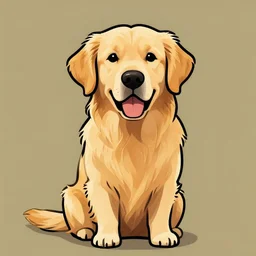golden retriever, cartoon, boho style, sharp lines - h 7 6 8