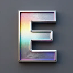brushed metal letter e with rainbow sides