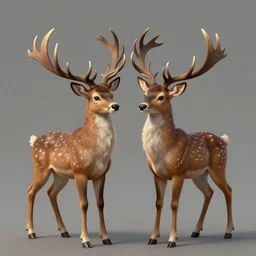 anthropomorphic deer twin fantasy, trending on artstation digital art high detail