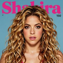 “Shakira portrait, color vintage magazine illustration 1950”