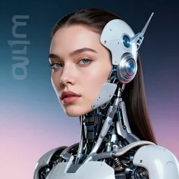 retrofuturistic portrait of a woman, cybernetic nano mech, gradient space graphics in background, close up, quint buchholz, wlop, dan mumford, artgerm, liam brazier, peter mohrbacher, raw, featured on artstation, octane render, cinematic, elegant, intricate, 8 k