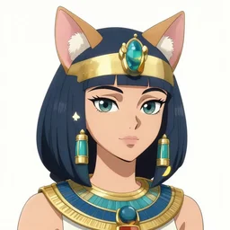 An anime portrait of Ssunbiki as an Egyptian woman with cat ears, by Aleriia_V, LaraPi, and Sakimichan, tranding on artstation, pinned on twitter, official art