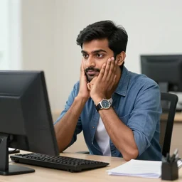 vinod pretending to work in office