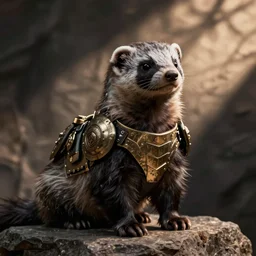 a photograph of a heavily armored ferret
