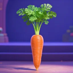 carrot top with photorealistic carrot head!!!!, pixar character, stage background, pixar, 3 d,