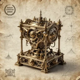 A concept of a detailed and intricate design of a mechanical deconstructor 3d design, great finesse organic hyper detailed, engineering blueprints, technical drawings, calculus, stained paper