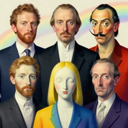 change by beksinski, carrington, bosch, dali, barlowe, magritte, pagan bright multirainbow colors
