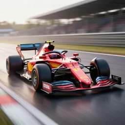 render of a ferrari formula 1 racecar, extreme speed, race track, soft lighting, ray tracing global illumination, translucidluminescence, lumen reflections