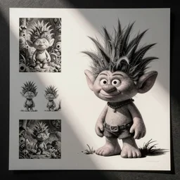 asset sheet, material study, ( chibi caricature ) punk troll by mark ryden