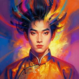 prompt! dream symmetry!! stunning portrait of beautiful face vietnamese hung king wearing tradition clothes!! by victo ngai, kilian eng vibrant colours, dynamic lighting, digital art, winning award masterpiece, fantastically beautiful, illustration, aesthetically inspired by beksinski and dan mumford, trending on artstation, art by greg rutkowski, 8 k